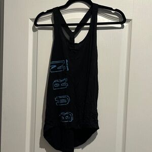 Black Burn Active Women’s Racerback Tank with Blue Logo